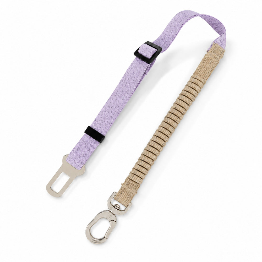 Purple adjustable bungee dog car seat belt