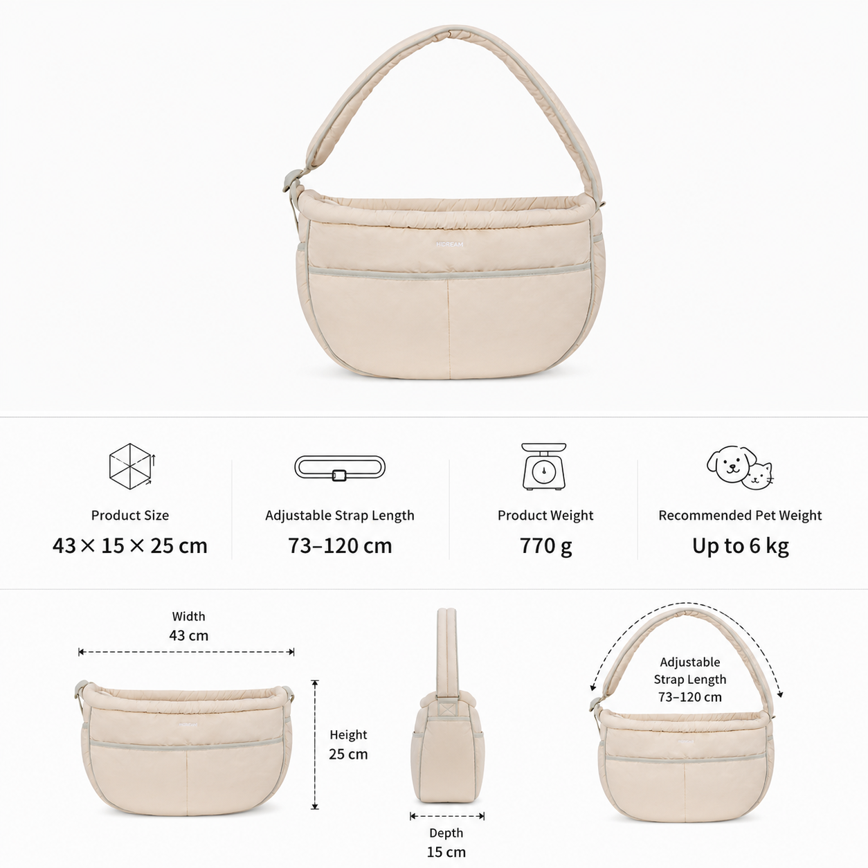 Soft pet sling carrier dimensions strap length and weight guide