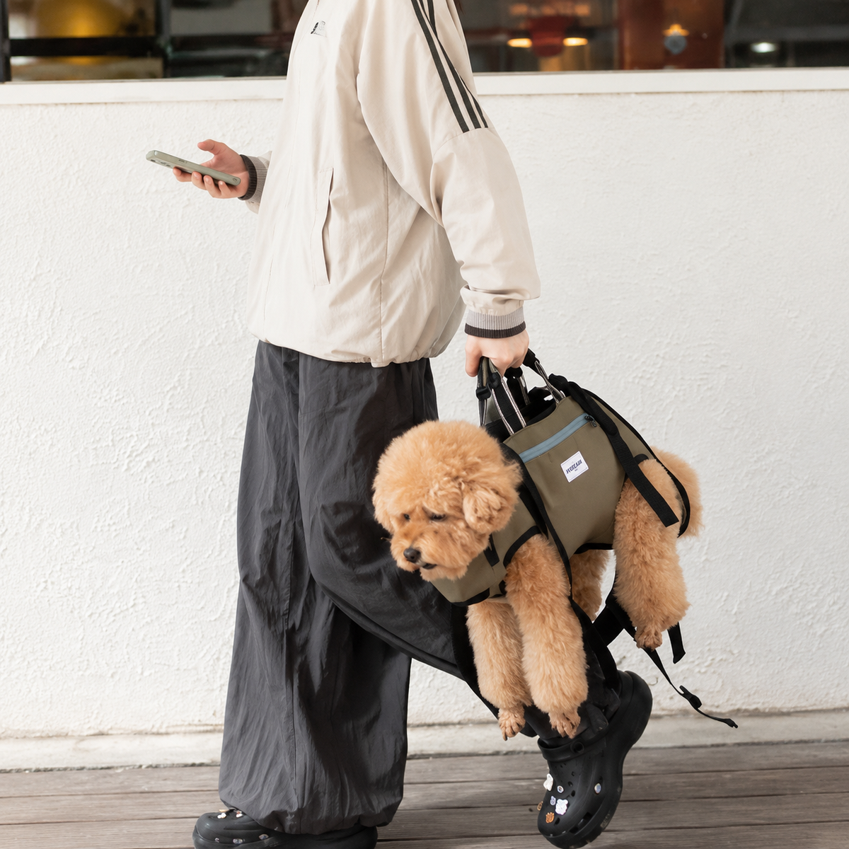 Dog carrier lifted using reinforced hand carry handles