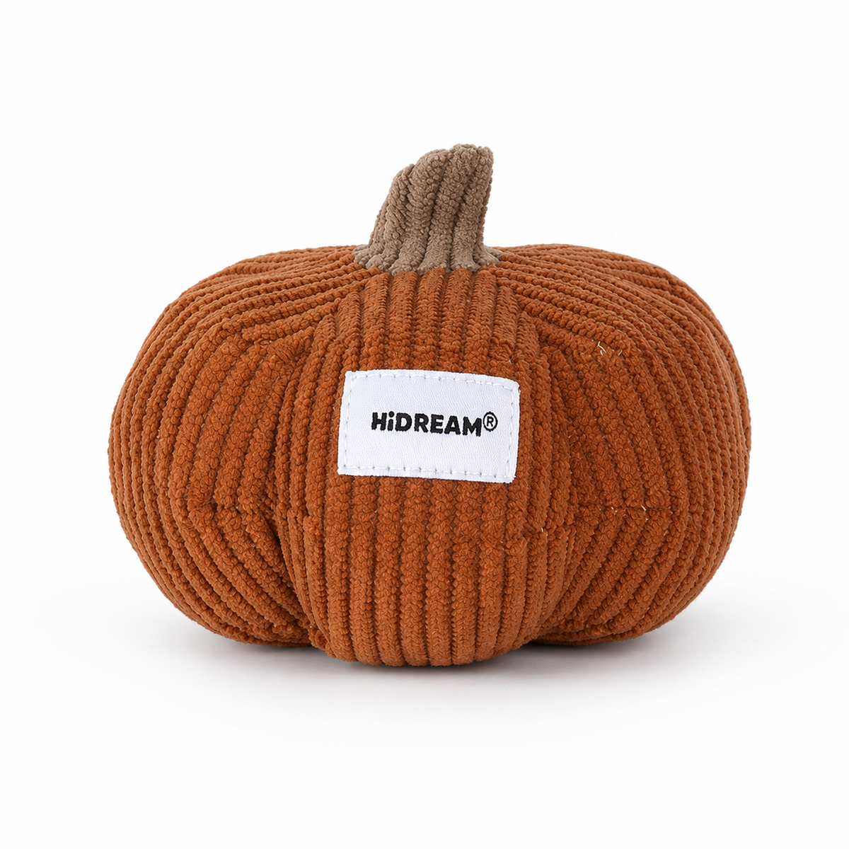 Orange pumpkin-shaped corduroy catnip toy