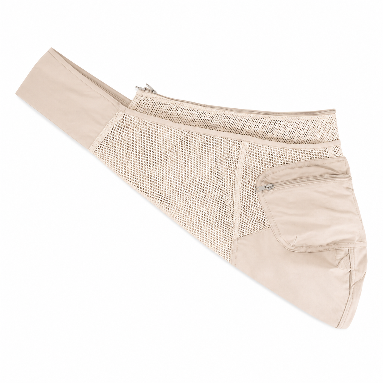 Beige breathable mesh pet sling carrier product view