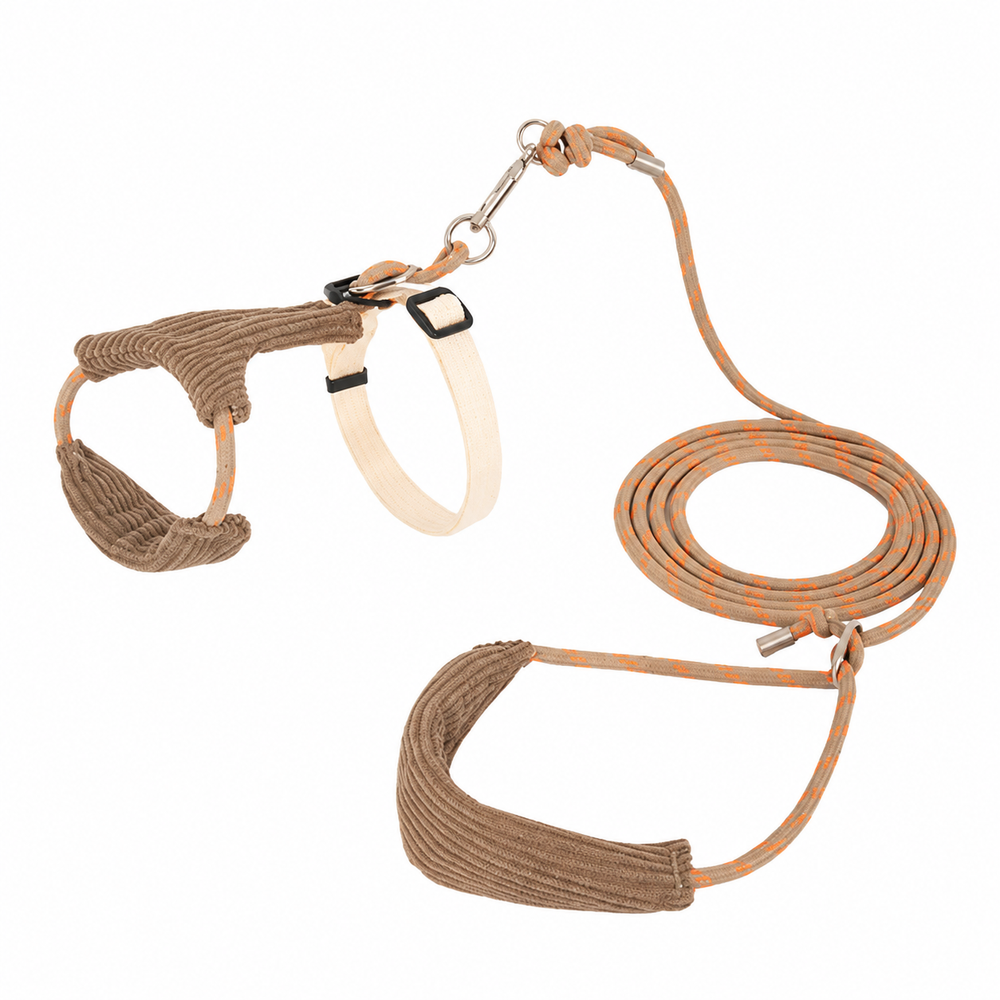 Brownish cat harness and leash set