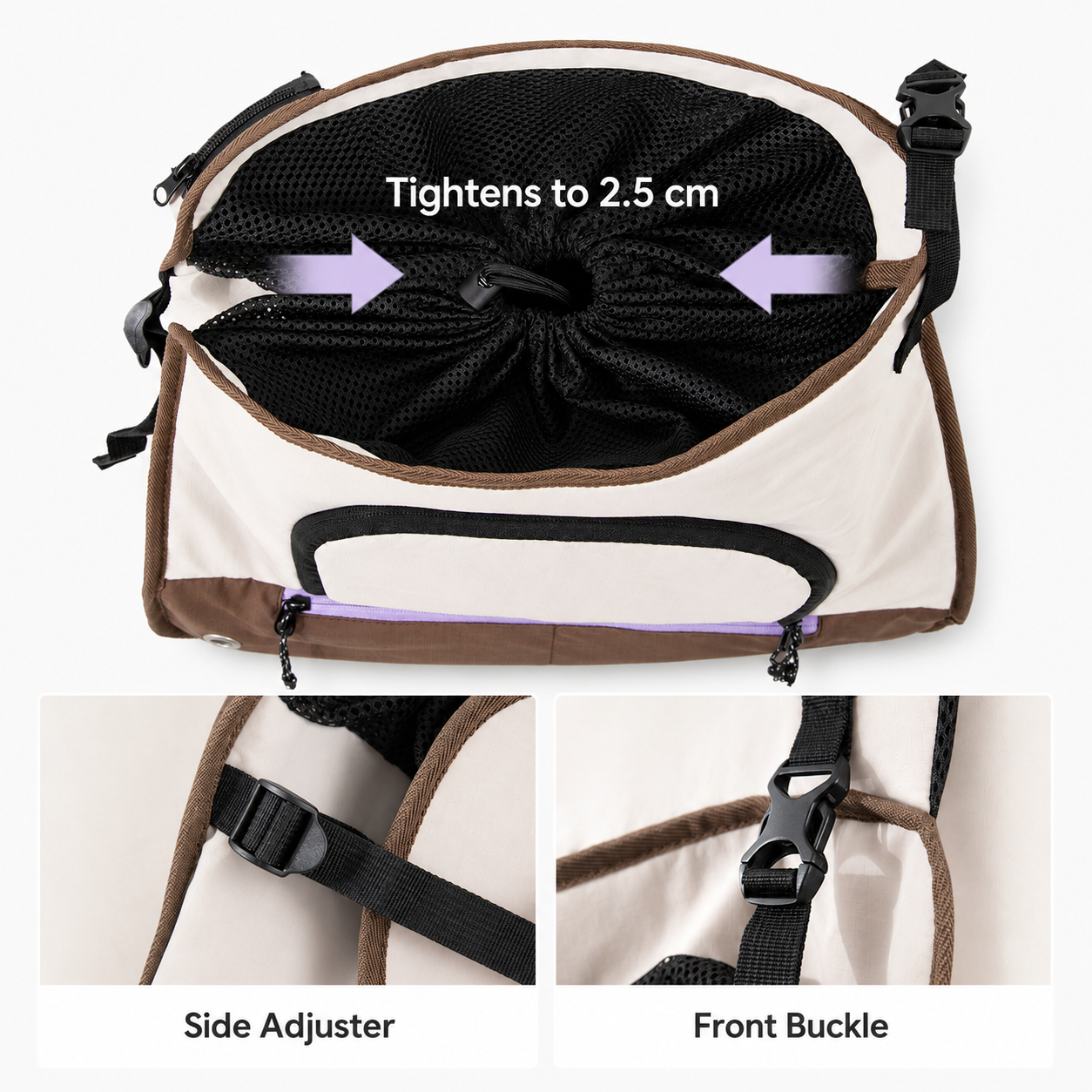 Adjustable drawstring opening and secure buckles