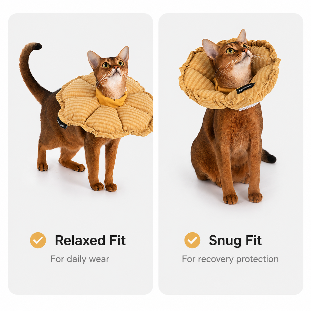 Two adjustable wearing shapes for the flower recovery collar