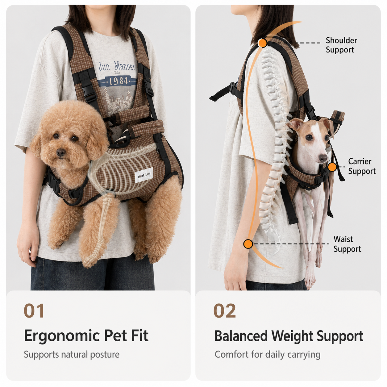 Horizontal support dog carrier