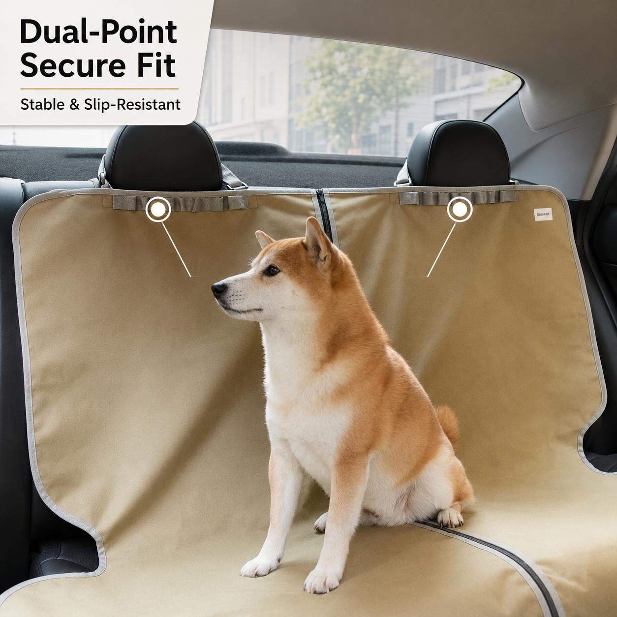 Dual-point secure installation of dog car seat cover
