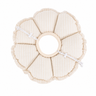 Beige flower-shaped soft recovery collar for cats, top-down view showing adjustable drawstring closure