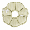 Sage green plaid soft cat collar, overhead shot highlighting padded petals and secure toggle fastening