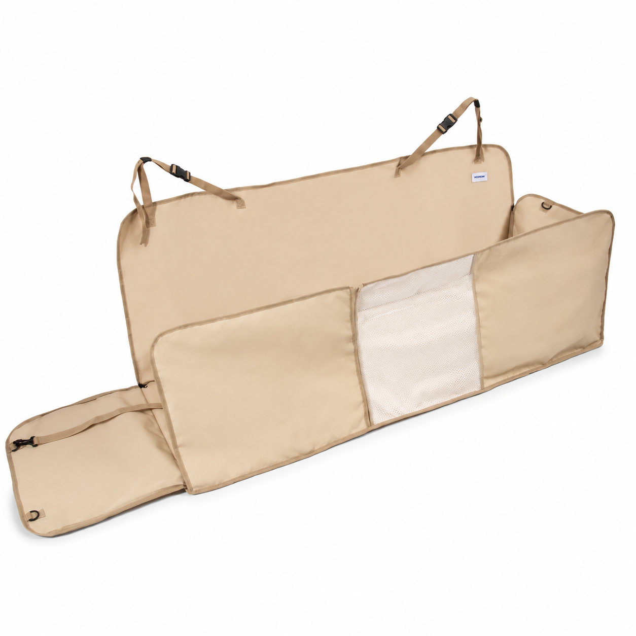 Khaki full-coverage dog car hammock seat protector product view